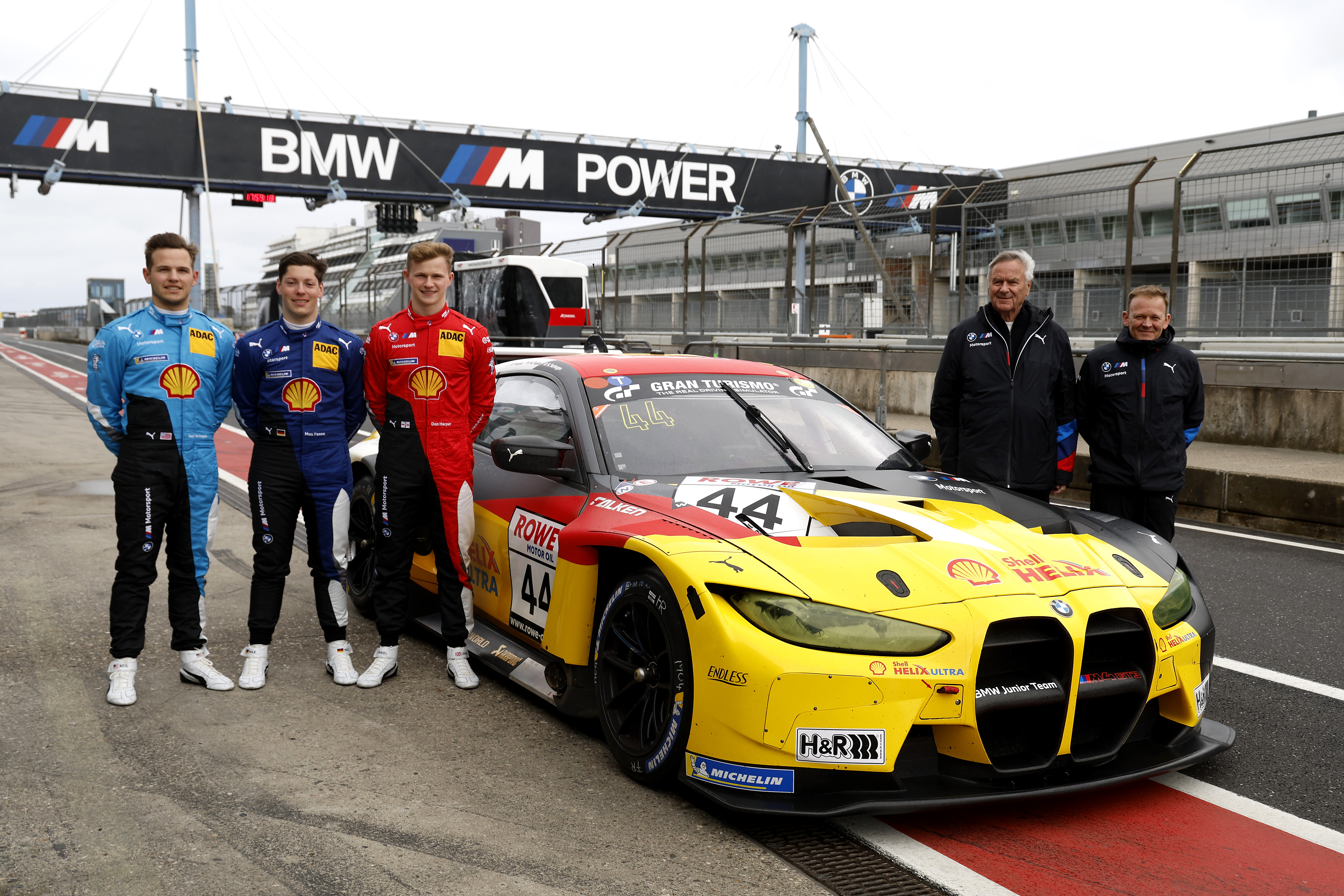 Nürburgring (GER), 31 March - 1 April 2023. Nürburgring Endurance Series, NLS, Nordschleife, #44 BMW M4 GT3, BMW M Team RMG, Dan Harper, Max Hesse, Neil Verhagen, BMW Junior Team, Jochen Neerpasch, Stefan Reinhold.