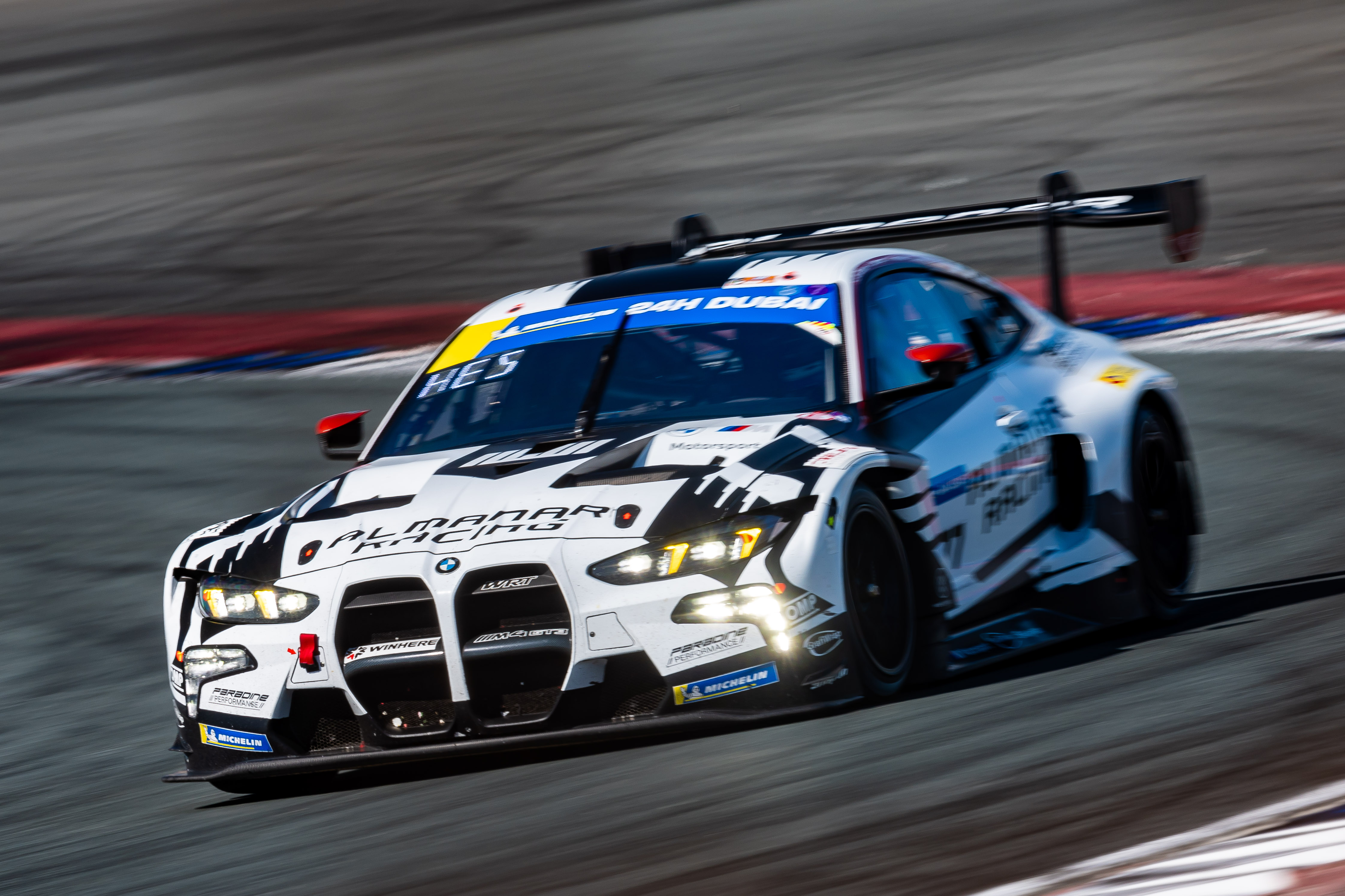 Dubai (UAE), 10th to 12th January 2025. BMW M Motorsport, 24H Series, 24 Hours Dubai, Customer Racing, AlManar Racing by Team WRT, #777 BMW M4 GT3 EVO, Max Hesse, Dan Harper, Darren Leung, Al Faisal Al Zubair, Ben Tuck.