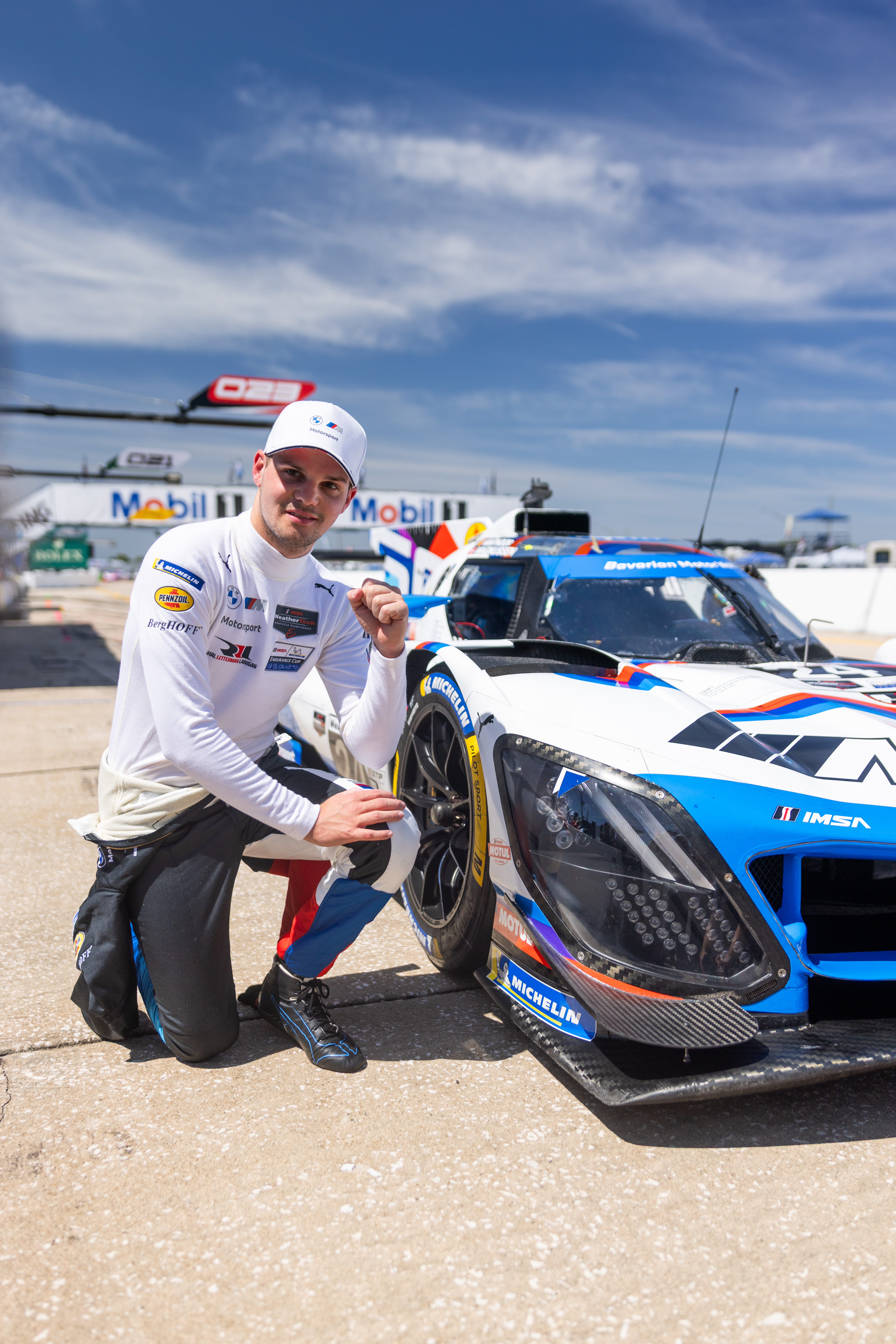 Sebring (USA), 13th to 15th March 2025. IMSA WeatherTech SportsCar Championship, IWSC, Twelve Hours 12h of Sebring, GTP, BMW M Team RLL, #24 BMW M Hybrid V8, Dries Vanthoor, BMW of North America, 50 years, anniversary, livery, design, milestones